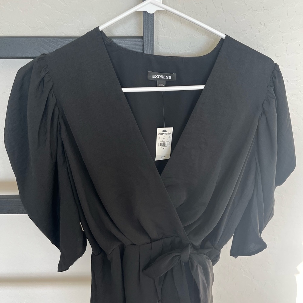 Express peplum black short sleeve blouse